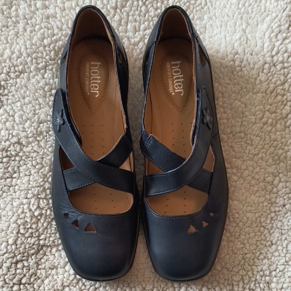 Hotter Women's Navy Leather Flats